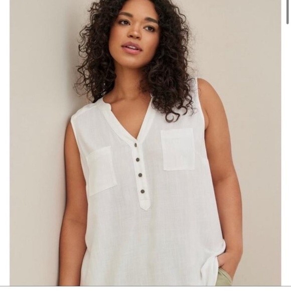 Torrid HARPER RAYON SLUB PULLOVER SLEEVELESS TOP White 00 - Picture 11 of 11